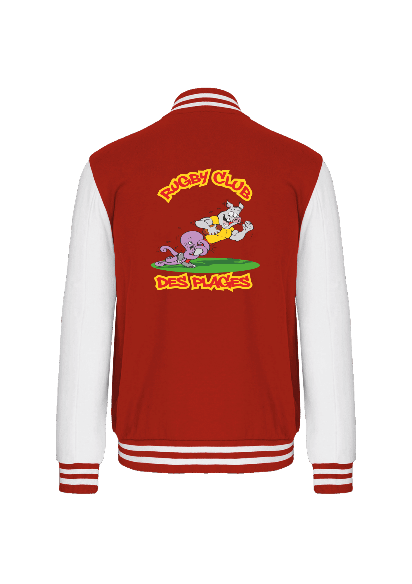 Veste teddy rouge et blanche 022 Rugby Club des Plages - RCP-22TEDDYROUGEDOS